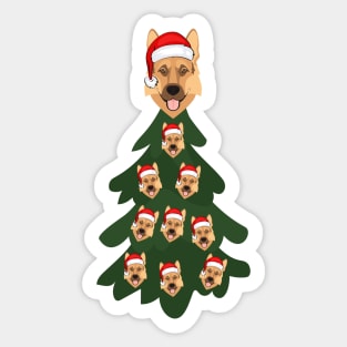 Santa German Shepherd Christmas Tree Sticker